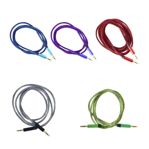 TY-9001 1pza Cable auxiliar bicolor tipo cuerda de 90cm, variedad de colores